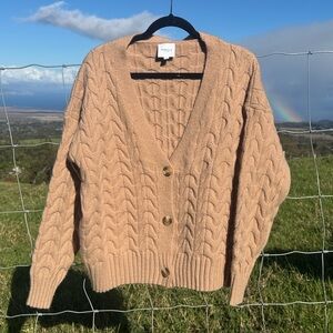 GILLI Tan Neutral minimalist Twisted Chunky Knit Cardigan Sweater  M